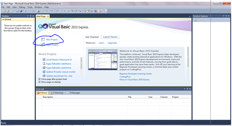 Membuat Program Dengan Visual Basic 2010